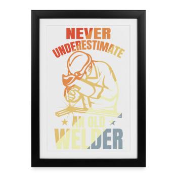 Grand-père soudeur - Affiche encadrée (27 × 37 cm) - noir - Devant