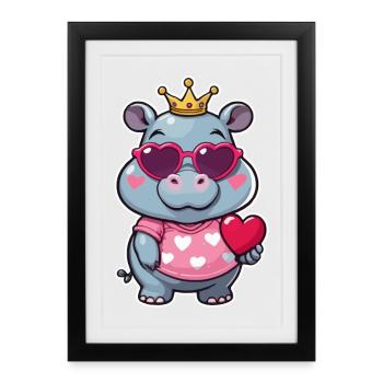 Hippopotamus - Framed poster (27 × 37 cm) - black - Front