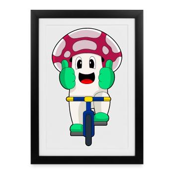 Vélo champignon - Affiche encadrée (27 × 37 cm) - noir - Devant