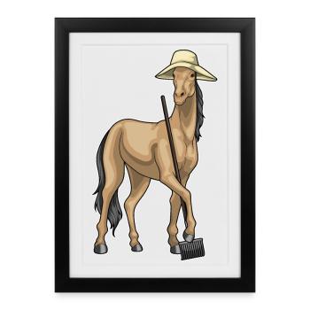 Ferme Horse Breeder Harke - Affiche encadrée (27 × 37 cm) - noir - Devant