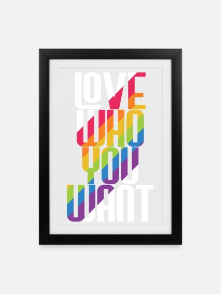 LGBT Pride Month - Love who you want - Indrammet plakat (27 × 37 cm) - sort
