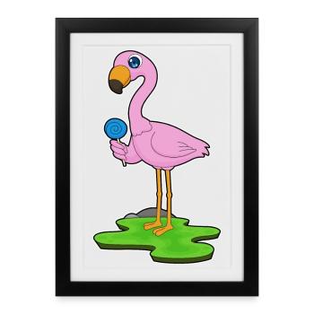 Flamingo lollipop - Framed poster (27 × 37 cm) - black - Front