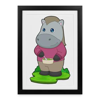 Cuisson en bol de cuisson pour chevaux - Affiche encadrée (27 × 37 cm) - noir - Devant