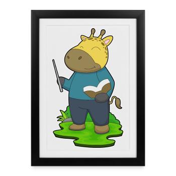 École de lecture des professeurs de girafes - Affiche encadrée (27 × 37 cm) - noir - Devant