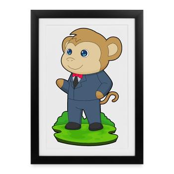 Costume de mariage Monkey Groom - Affiche encadrée (27 × 37 cm) - noir - Devant