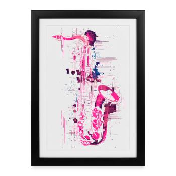Graphisme pour saxophone - Affiche encadrée (27 × 37 cm) - noir - Devant
