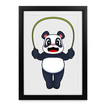 Panda Jump Rope Skipping Rope Fitness - Framed poster (27 × 37 cm) - black - Front