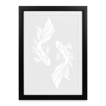 Two white fish - Framed poster (27 × 37 cm) - black - Front