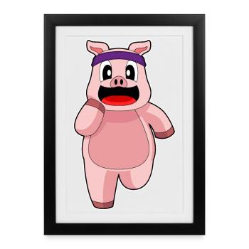 Pig Jogger Jogging Sport - Framed poster (27 × 37 cm) - black - Front