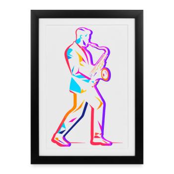 90s saxophone player - Framed poster (27 × 37 cm) - black - Front