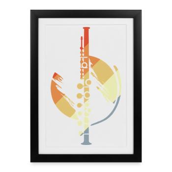 Retro Flutes Sketch - Framed poster (27 × 37 cm) - black - Front