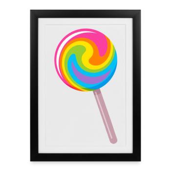 Sucette spirale colorée aux couleurs de l’arc-en-ciel - Affiche encadrée (27 × 37 cm) - noir - Devant