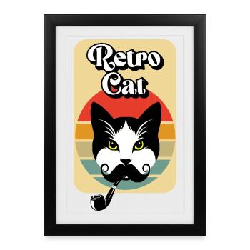 Retro cat - Framed poster (27 × 37 cm) - black - Front