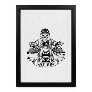 Biker Opa Geschenk Motorrad Spruch Großvater - Gerahmtes Poster (27 × 37 cm) - Schwarz - Vorne