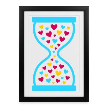 Colorful Hearts Hourglass - Love and Time Flow - Framed poster (27 × 37 cm) - black - Front