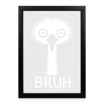 Whimsical minimalist bouquet and emu design - Framed poster (27 × 37 cm) - black - Front