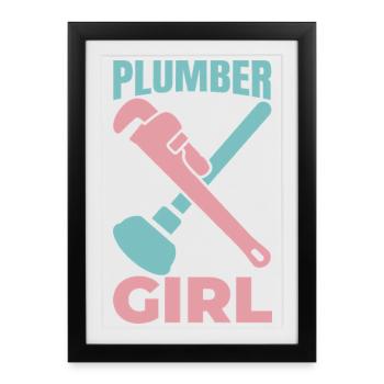 Plombière Fille - Affiche encadrée (27 × 37 cm) - noir - Devant