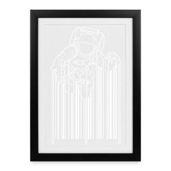 Silhouette d’astronaute Design minimaliste - Affiche encadrée (27 × 37 cm) - noir - Devant