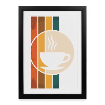Tasse à café rétro - Affiche encadrée (27 × 37 cm) - noir - Devant