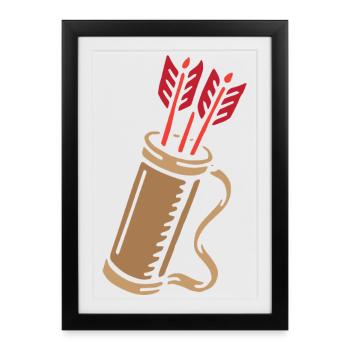 Bogenschießen Bogenschütze Pfeilköcher - Gerahmtes Poster (27 × 37 cm) - Schwarz - Vorne