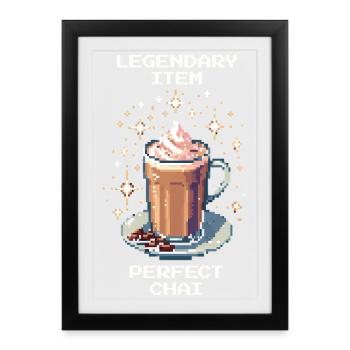Objet légendaire : Chai parfait | Chai Latte - Affiche encadrée (27 × 37 cm) - noir - Devant