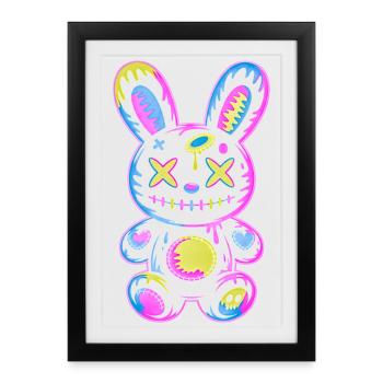 Creepy Cute Kawaii Bunny Neon Gothic Grunge - Framed poster (27 × 37 cm) - black - Front