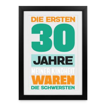 Cadeau amusant pour un 30e anniversaire - Affiche encadrée (27 × 37 cm) - noir - Devant