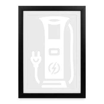 Charging station electromobility symbol electricity - Framed poster (27 × 37 cm) - black - Front