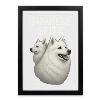 Japanese Spitz - Framed poster (27 × 37 cm) - black - Front