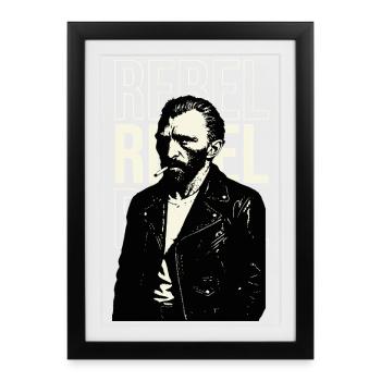 Portrait noir en cuir de Vincent Van Gogh - Affiche encadrée (27 × 37 cm) - noir - Devant