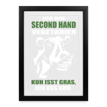 Vegetarian Cow Eats Grass I Eat Cow - Framed poster (27 × 37 cm) - black - Front