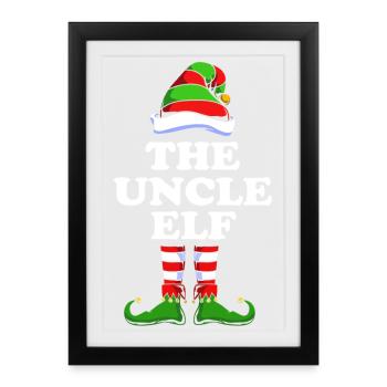 Oncle Elf Elf Cadeau de Noël - Affiche encadrée (27 × 37 cm) - noir - Devant