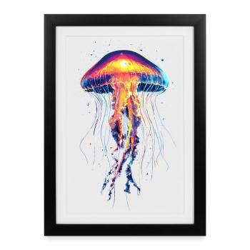 Jellyfish Jellyfish Fire Jellyfish Medusa Cute Jellyfish - Framed poster (27 × 37 cm) - black - Front