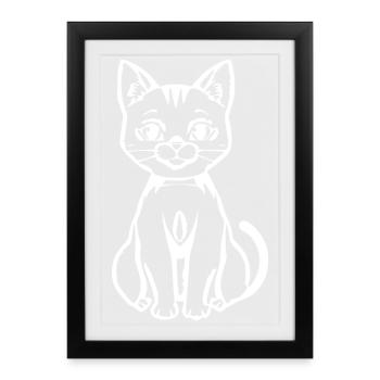 Cat White White Kitten T-shirt Gift - Framed poster (27 × 37 cm) - black - Front