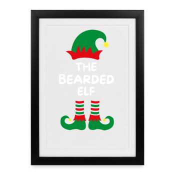 Der bärtige Elf. Lustiger Spruch zu Weihnachten - Gerahmtes Poster (27 × 37 cm) - Schwarz - Vorne