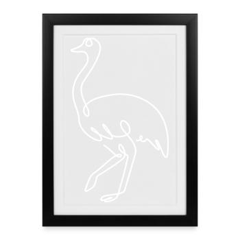 Ostrich Sketch – Elegant Animal Drawing - Framed poster (27 × 37 cm) - black - Front