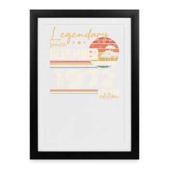 Cadeau 53e Anniversaire Décembre 1972 - Affiche encadrée (27 × 37 cm) - noir - Devant