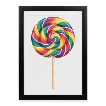 Bunter Regenbogen Lolli Spiral Look - Gerahmtes Poster (27 × 37 cm) - Schwarz - Vorne