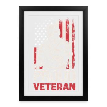 Fier vétéran avec le drapeau américain - Affiche encadrée (27 × 37 cm) - noir - Devant