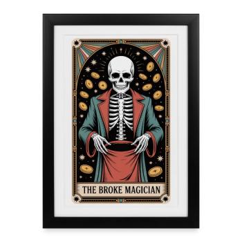 Le Magicien Fauché Sorcier Sorcier Tarot - Affiche encadrée (27 × 37 cm) - noir - Devant