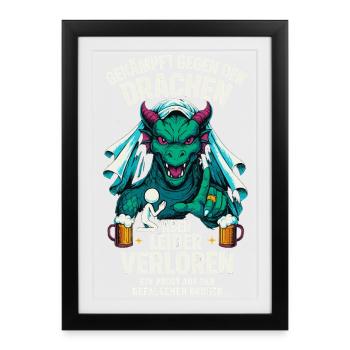 Lutte contre le dragon JGA Beer Shirt - Affiche encadrée (27 × 37 cm) - noir - Devant