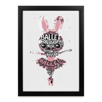 Chorégraphie de ballet Musique Rhythm Bunny pour - Affiche encadrée (27 × 37 cm) - noir - Devant