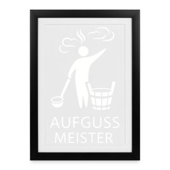 Sauna Aufguss Meister Fächer Piktogramm Minimalist - Gerahmtes Poster (27 × 37 cm) - Schwarz - Vorne