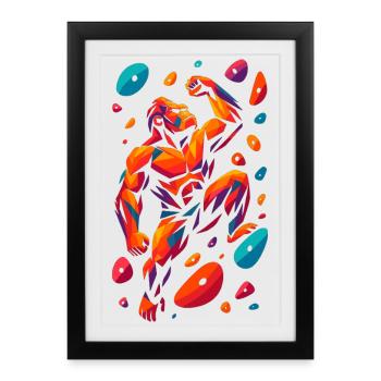 Force d’escalade en bloc : Gorille : Cadeau fort - Affiche encadrée (27 × 37 cm) - noir - Devant