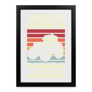 Agriculteur offre des cadeaux agricoles Tracteurs agricoles - Affiche encadrée (27 × 37 cm) - noir - Devant