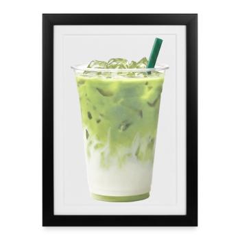 Cool Green Matcha Milk Latte - Framed poster (27 × 37 cm) - black - Front