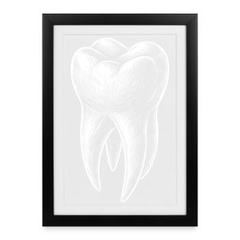 Schwarzweiß Zahnskizze Grafik - Gerahmtes Poster (27 × 37 cm) - Schwarz - Vorne