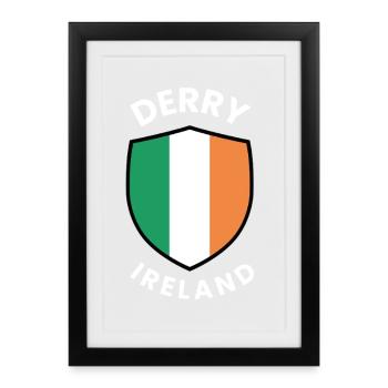 Drapeau du Derry Ireland Shield - Affiche encadrée (27 × 37 cm) - noir - Devant