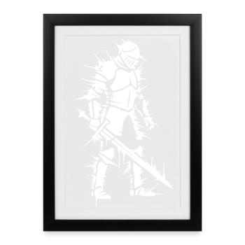 Vecteur de jeu d’énergie de glitch chevalier - Affiche encadrée (27 × 37 cm) - noir - Devant