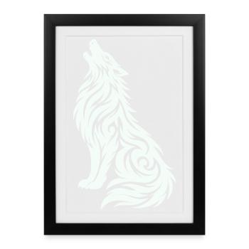Loup Tribal - Affiche encadrée (27 × 37 cm) - noir - Devant